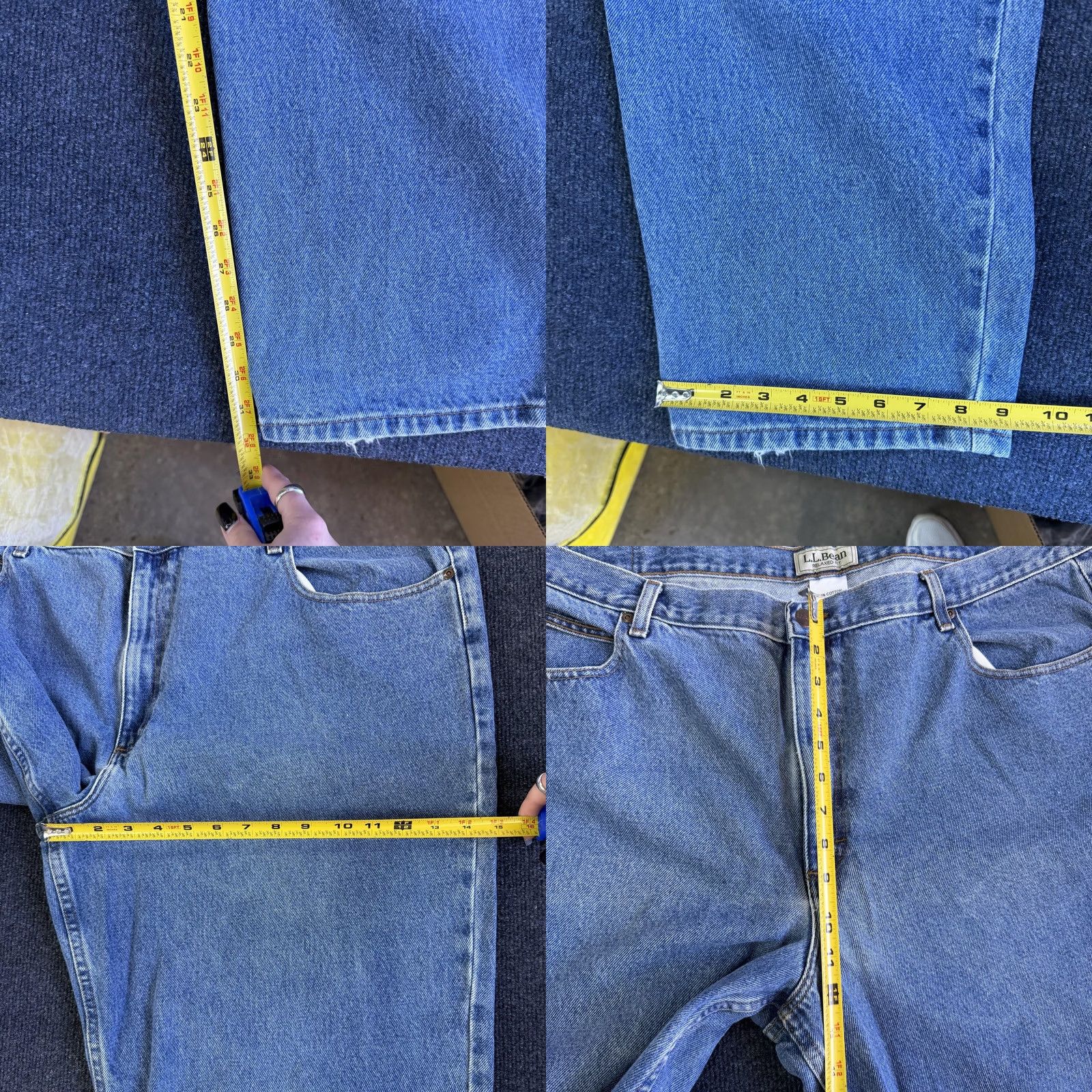 Vintage L.L. Bean Jeans Mens 44x34 Light Wash Blue Denim Relaxed Straight Fit Casual Men Jeans Size US 44 / EU 60 - 8 Thumbnail
