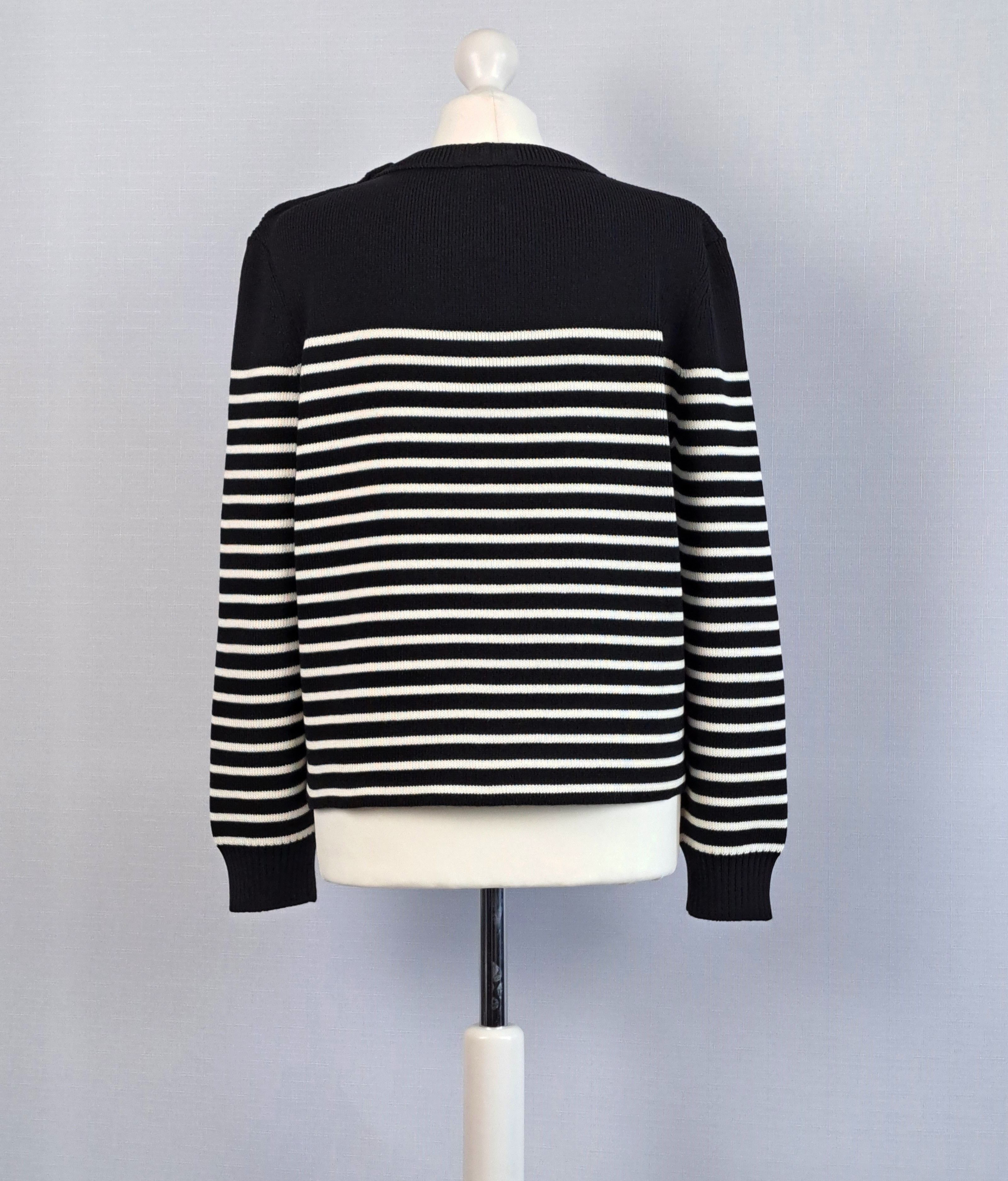 Saint Laurent Paris SAINT LAURENT Paris wool/cotton striped sweater. Size L / US 10 / IT 46 - 7 Thumbnail