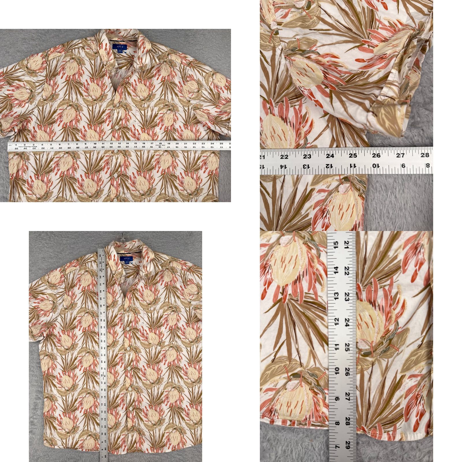 Vintage APT 9 Shirt Men Hawaiian Floral 2XL XXL White Beige Red Cotton Blend Button Up Size US XXL / EU 58 / 5 - 8 Thumbnail