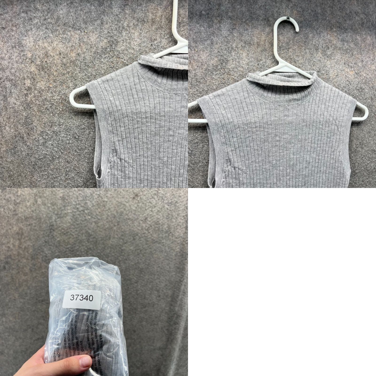 Vince Vince Top Women XS Gray Ribbed Turtle Neck Knit Shirt Sleeveless Mock Neck Pullover Casual Basic Vintage No Size XS / US 0-2 / IT 36-38 - 8 Thumbnail