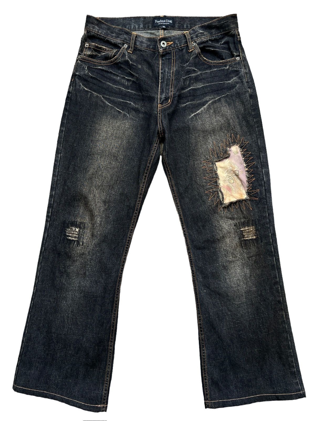 Japanese Brand Freebeat Sukarjan Distressed Patchwork Rusty Jeans 34x28.5 Size US 34 / EU 50 - 1 Thumbnail