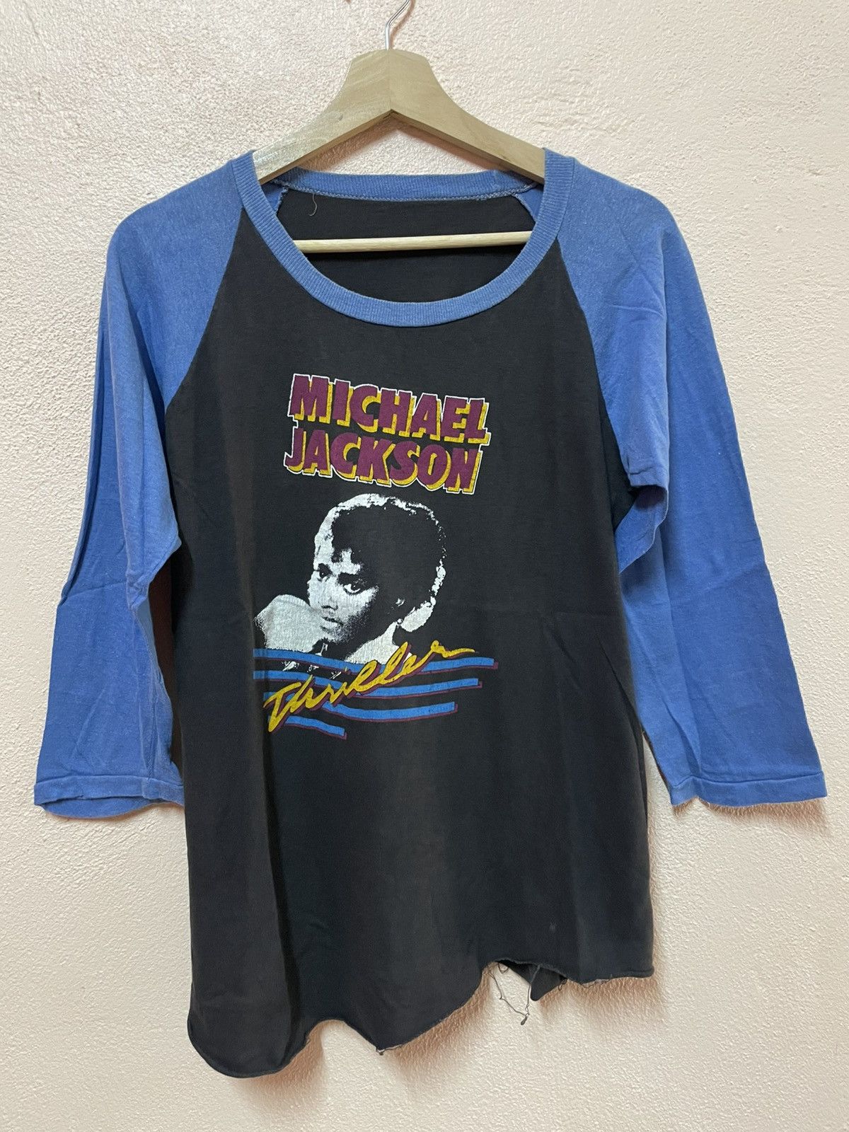 Michael Jackson Vintage Michael Jackson Raglan 3 Quater thriller promo Album Size US M / EU 48-50 / 2 - 2 Thumbnail