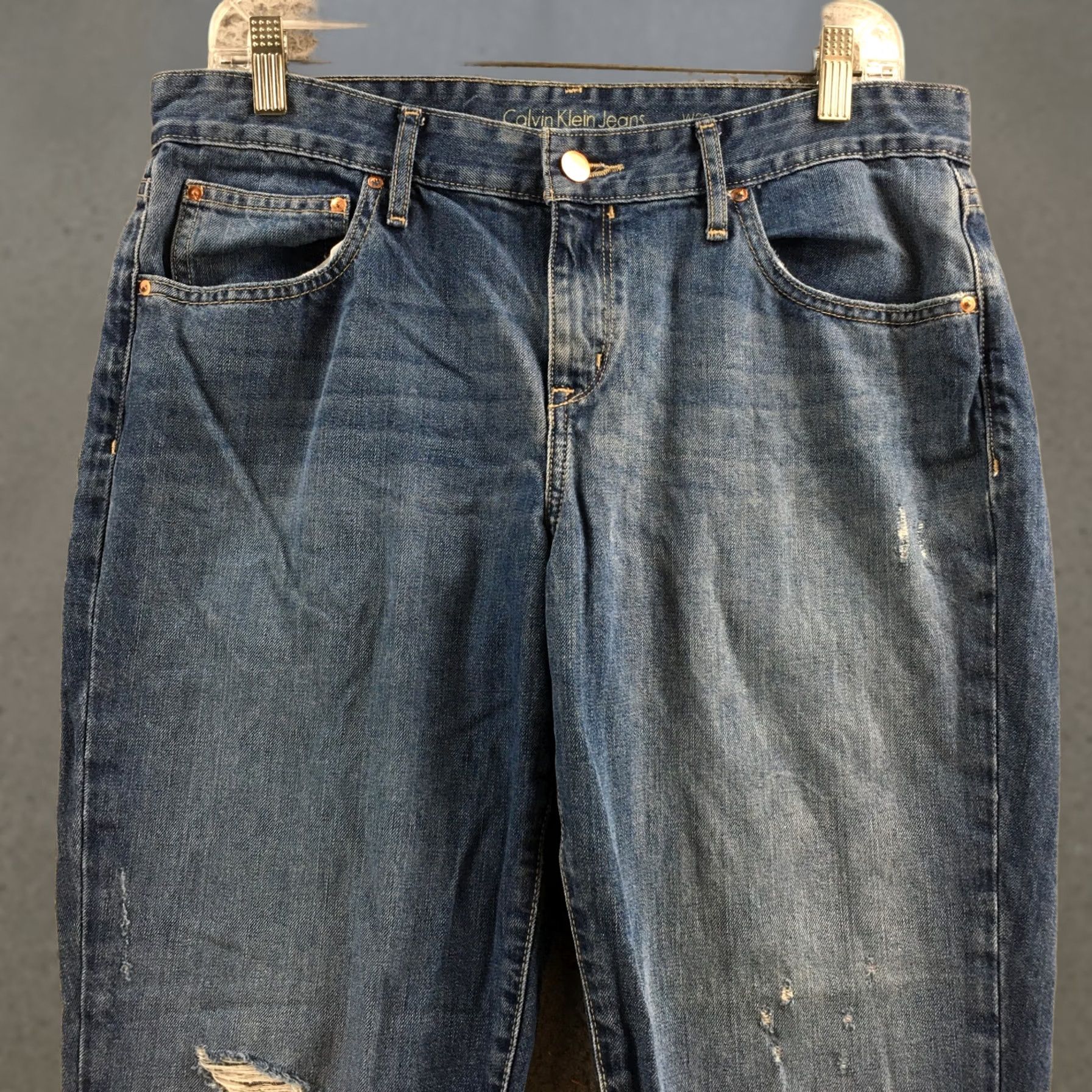 Calvin Klein Calvin Klein Jeans Womens 29 Boyfriend Blue Denim Mid Rise Distressed Cotton Jeans Size 29" - 1 Thumbnail