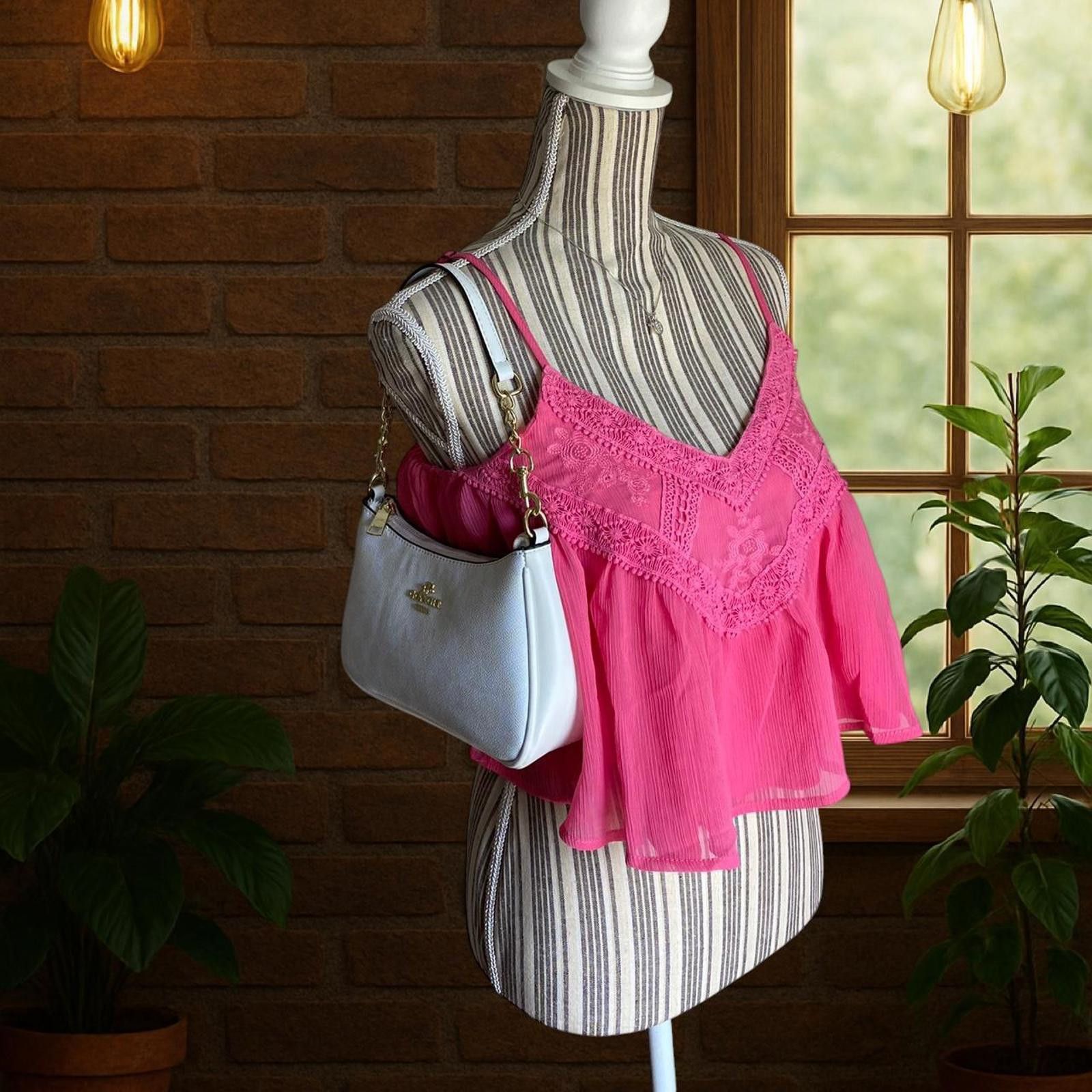 Francesco Smalto Pink Mi-ami lace cami top with adjustable straps Size S / US 4 / IT 40 - 2 Thumbnail