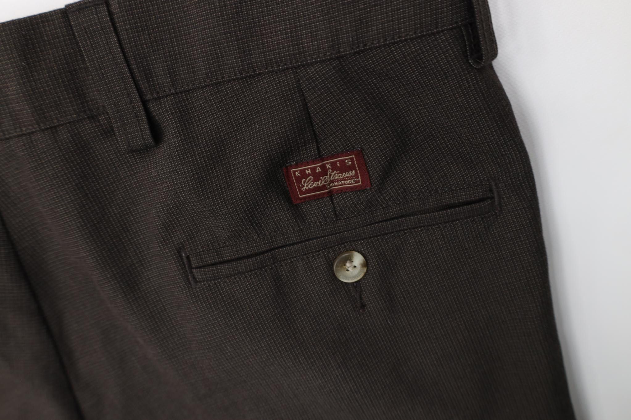Levi's Vintage Y2K 2005 Levis Knit Wide Leg Chino Pants Brown Plaid Size US 34 / EU 50 - 14 Thumbnail