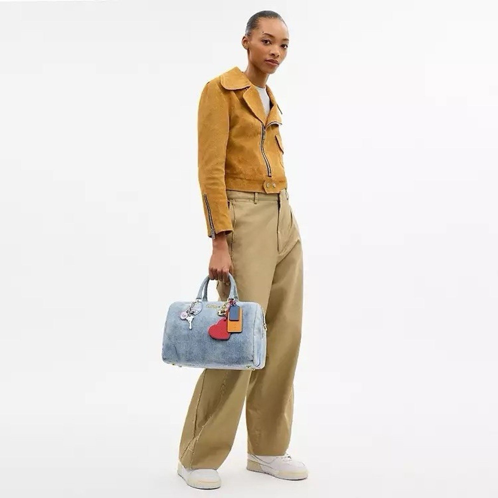 Coach NWT Coach LARGE Rowan Satchel Bag Loved Denim Charms CDY75 Size ONE SIZE - 12 Thumbnail