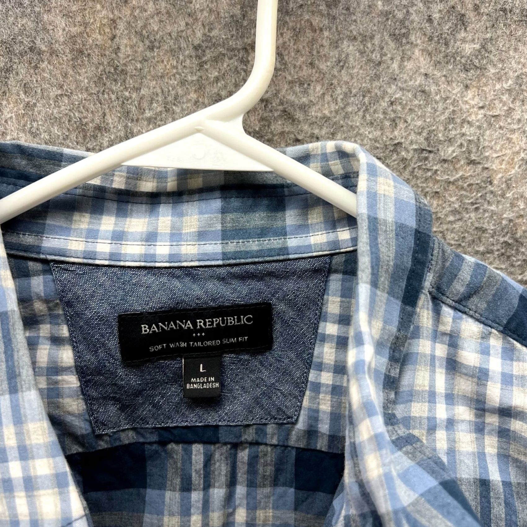 Banana Republic VINTAGE Banana Republic Shirt Men Large Blue Button Down Tailored Slim Plaid Flannel Vintage Size US L / EU 52-54 / 3 - 3 Thumbnail