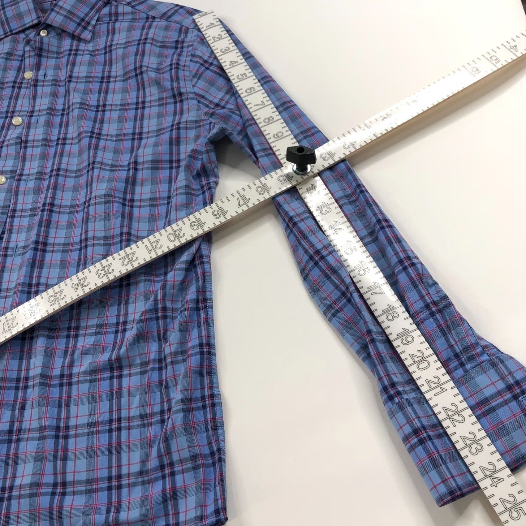 Peter Millar Peter Millar Summer Comfort Shirt Plaid Long Sleeve Nylon Spandex Blue Small Regular Mens Button-Up Casual Comfort Fit Size US S / EU 44-46 / 1 - 3 Thumbnail