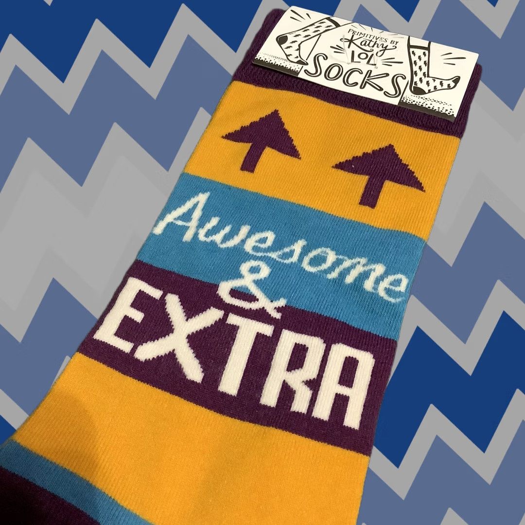 Primitive Primitives by Kathy Awesome & Extra Socks One Size Multicolor Unisex Animal Print Words & Phrases Mixed Material 113062 Size ONE SIZE - 1 Thumbnail