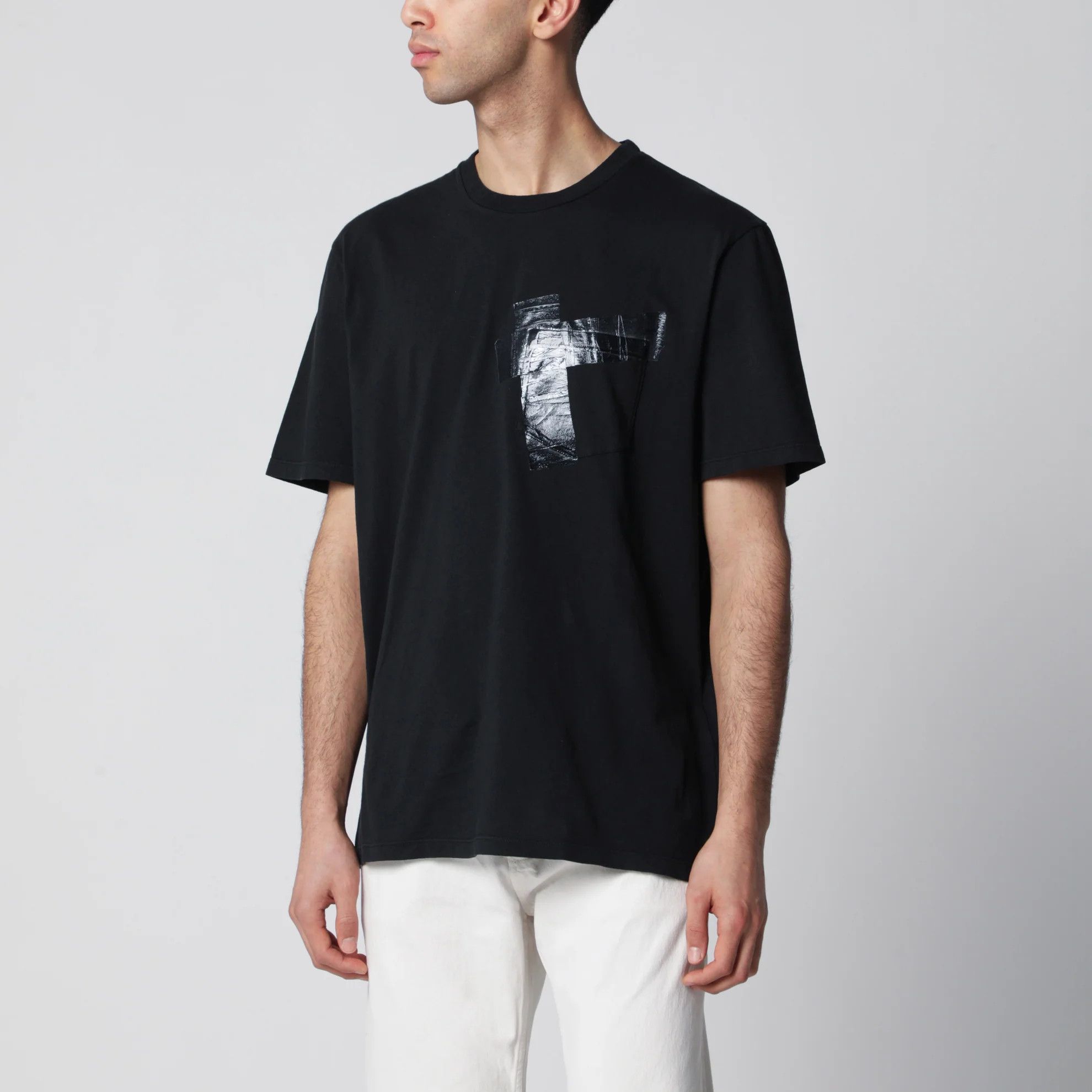 Maison Margiela o1d2blof0526 Taped Cotton Jersey Short Sleeve T-Shirt Black Size US L / EU 52-54 / 3 - 1 Thumbnail