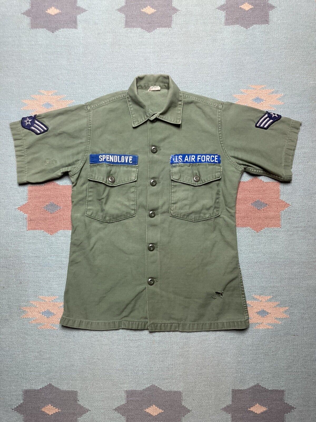 Vintage Vtg 60s OG 107 shirt top Air Force patched named vietnam S Size US S / EU 44-46 / 1 - 1 Thumbnail