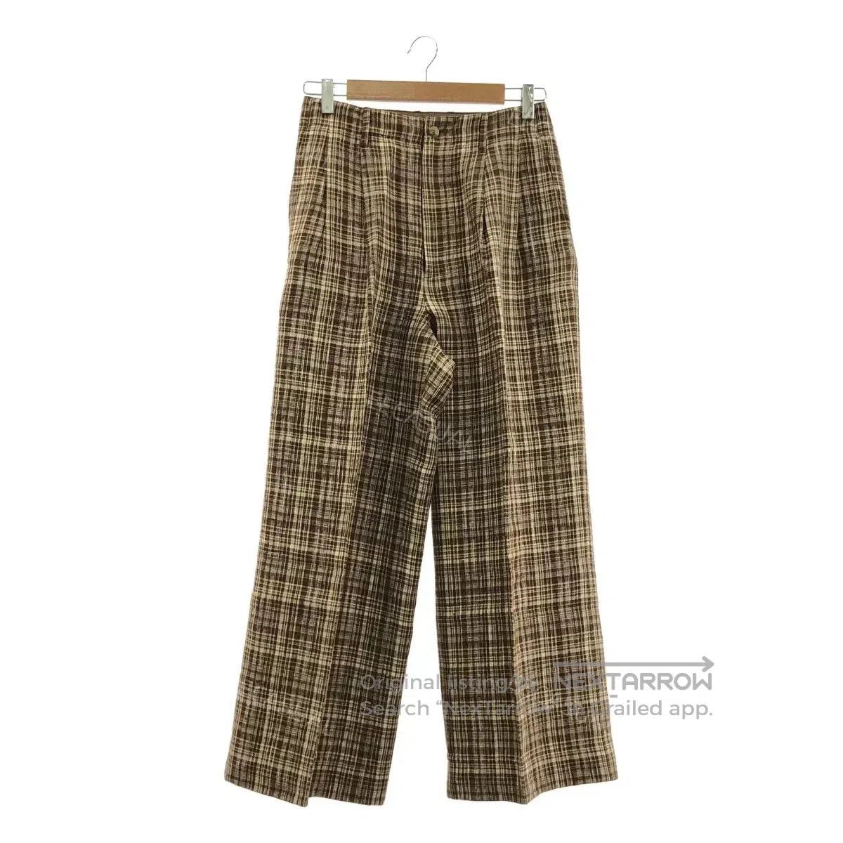 Auralee AURALEE Brown Linen Silk Plaid Pants. Size US 26 / EU 42 - 1 Thumbnail