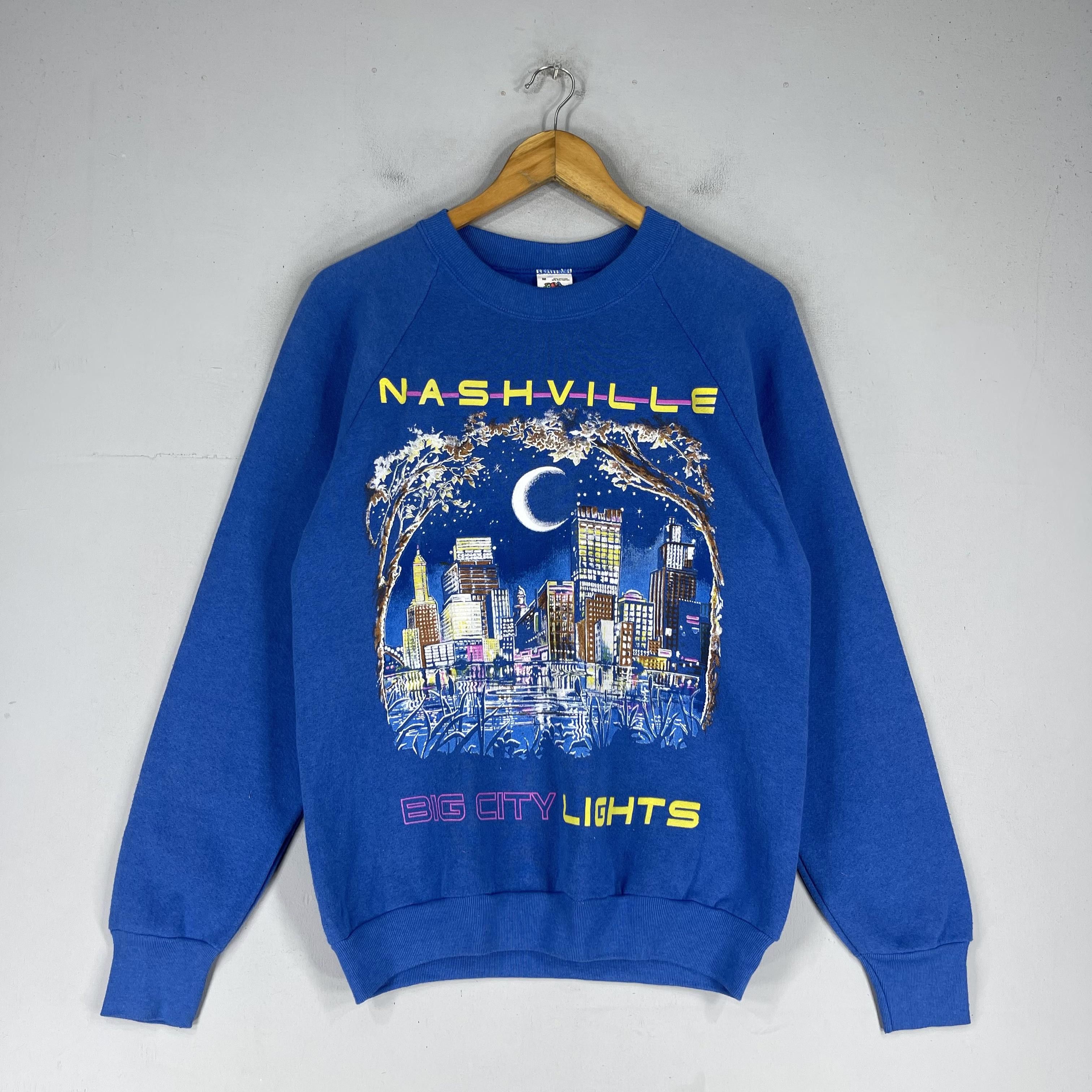 Fruit Of The Loom × Vintage Vintage 90's NASHVILLE Big City Light Printed Sweatshirt Size US M / EU 48-50 / 2 - 3 Thumbnail