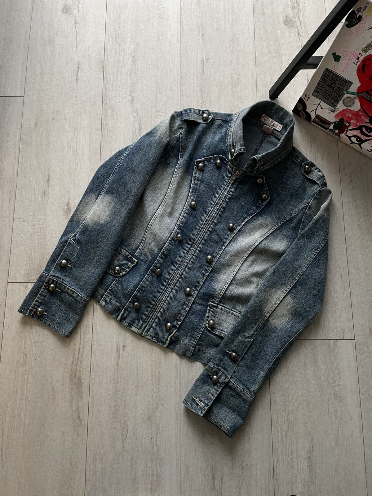 Japanese Brand Vintage 00’s Napoleon Denim Blazer Y2K Jacket Avant Garde Size XL / US 12-14 / IT 48-50 - 3 Thumbnail