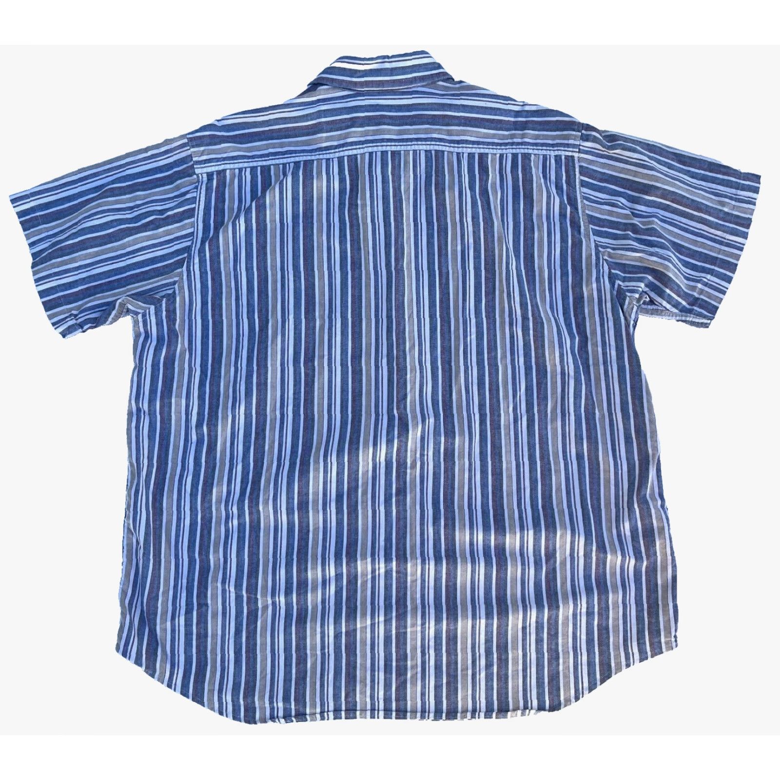 Carhartt VINTAGE Carhartt Short Sleeve Button-Down Shirt Striped XL Mens Blue Logo Pocket Casual Workwear Shirt Size US XL / EU 56 / 4 - 2 Thumbnail