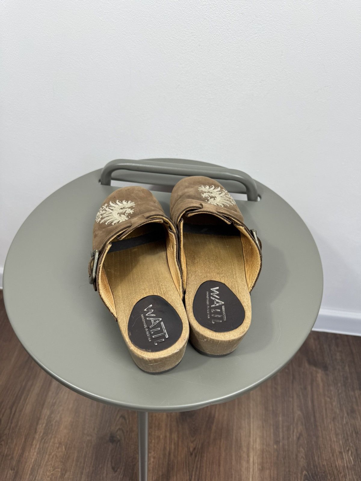 Other WALT Handmade Austrian Leather Wooden Clogs Sandals EU 37 Size US 6 / IT 36 - 4 Thumbnail
