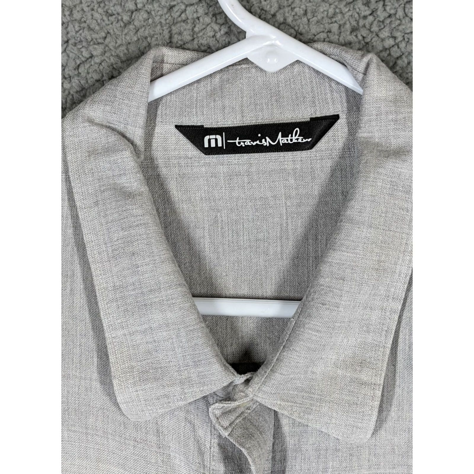 TravisMathew Travis Mathers Shirt L light gray stripe button Up pockets Casual Men's Size Size US L / EU 52-54 / 3 - 3 Thumbnail