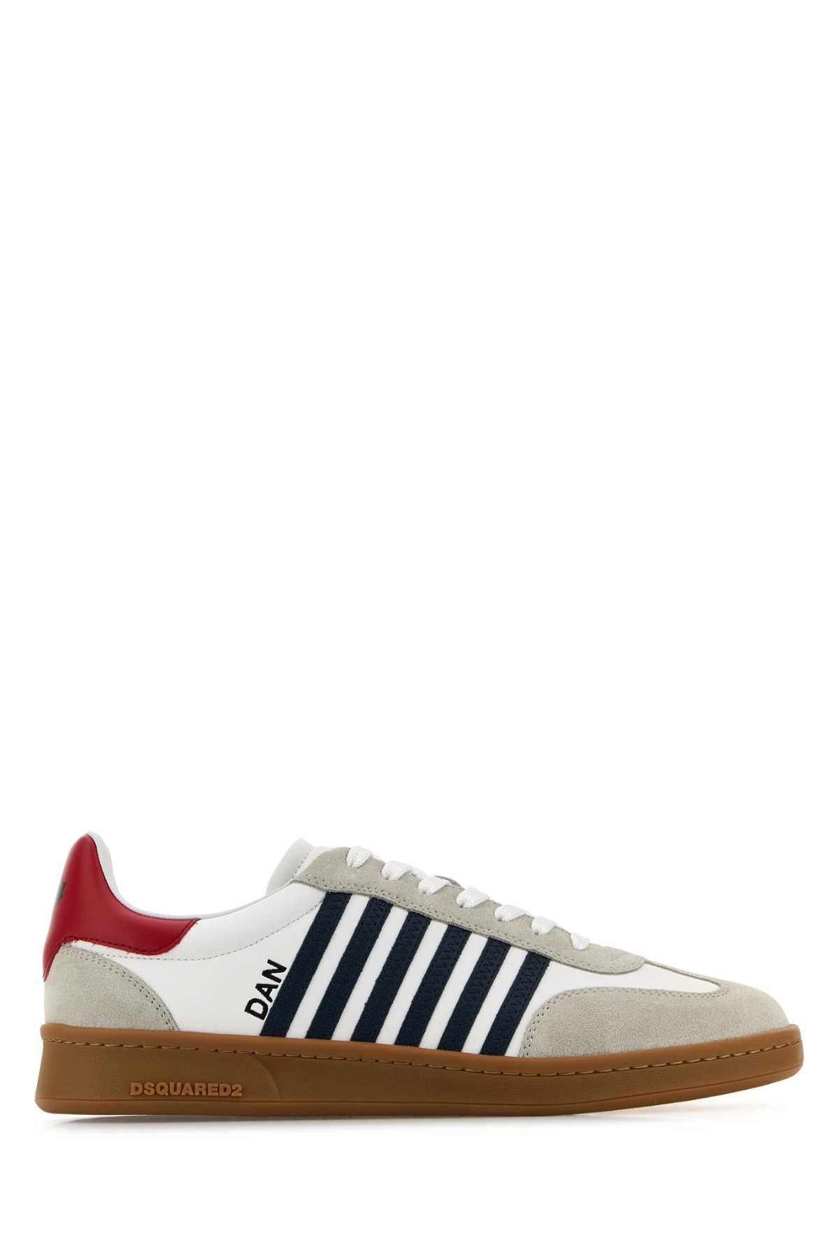 Dsquared2 White Leather Boxer Sneakers Size US 7 / EU 40 - 1 Thumbnail