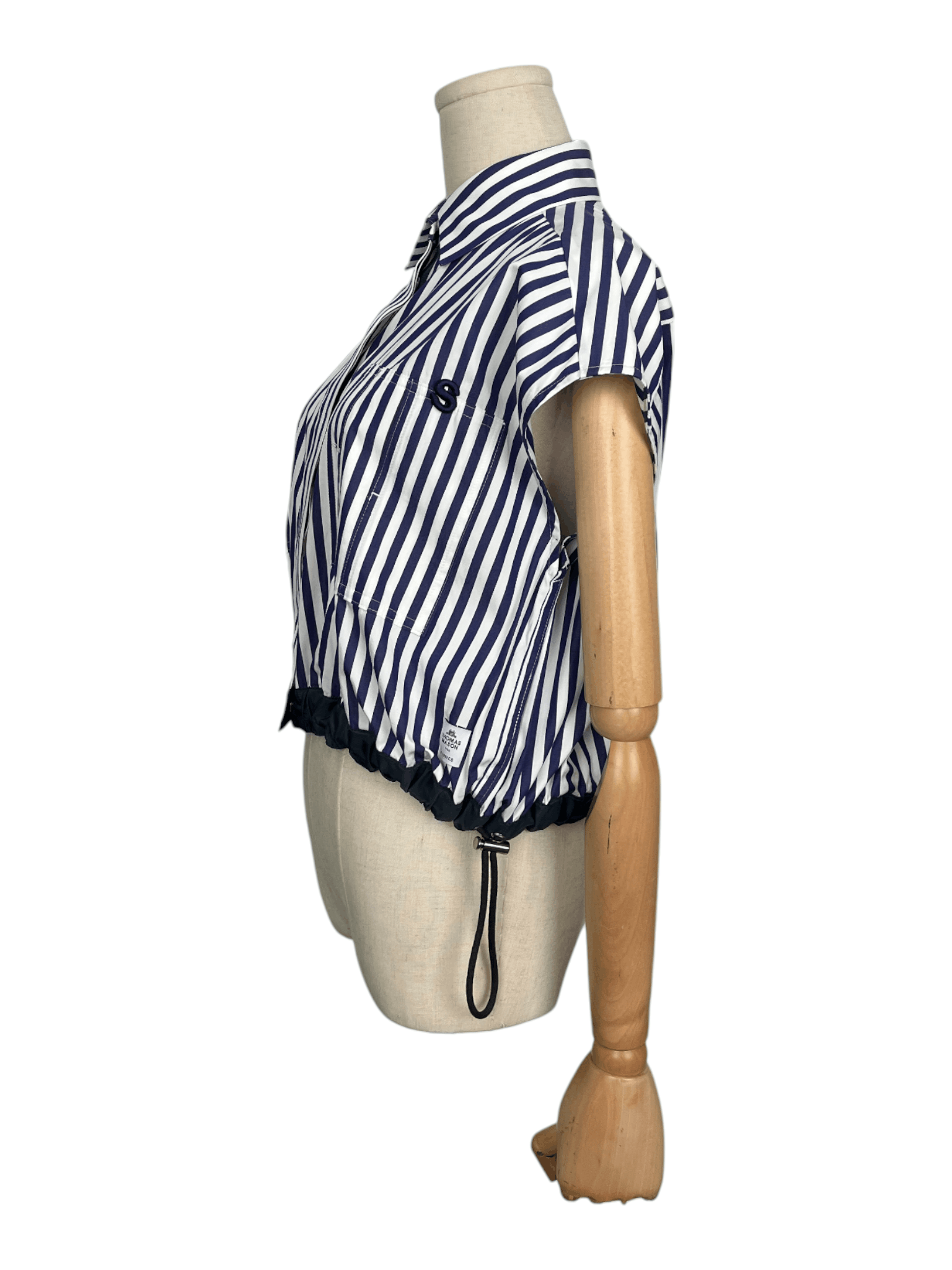 Sacai Sacai Blue Stripe Sleeveless Top With Drawstrings End Size S / US 4 / IT 40 - 3 Thumbnail