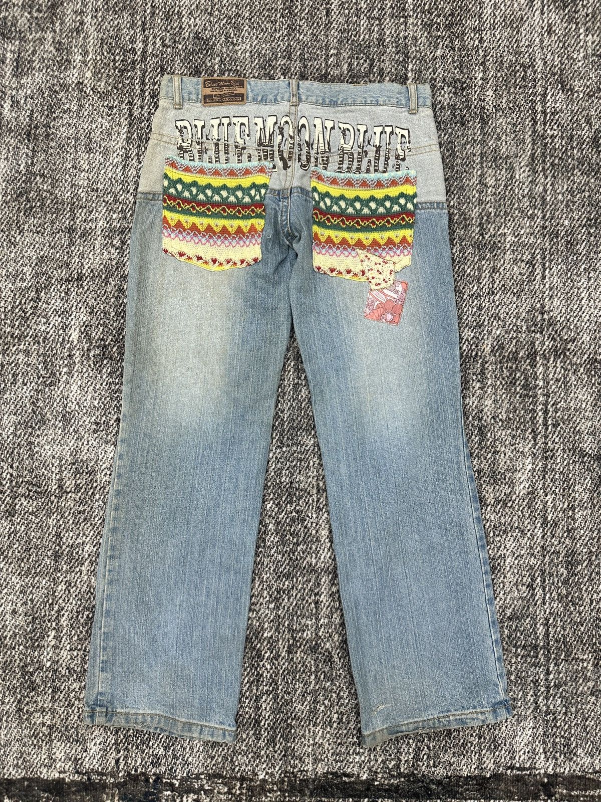 Blue Blue Japan × If Six Was Nine Blue Moon Blue Denim Jeans With Embroidered Pocket Size US 33 - 5 Thumbnail