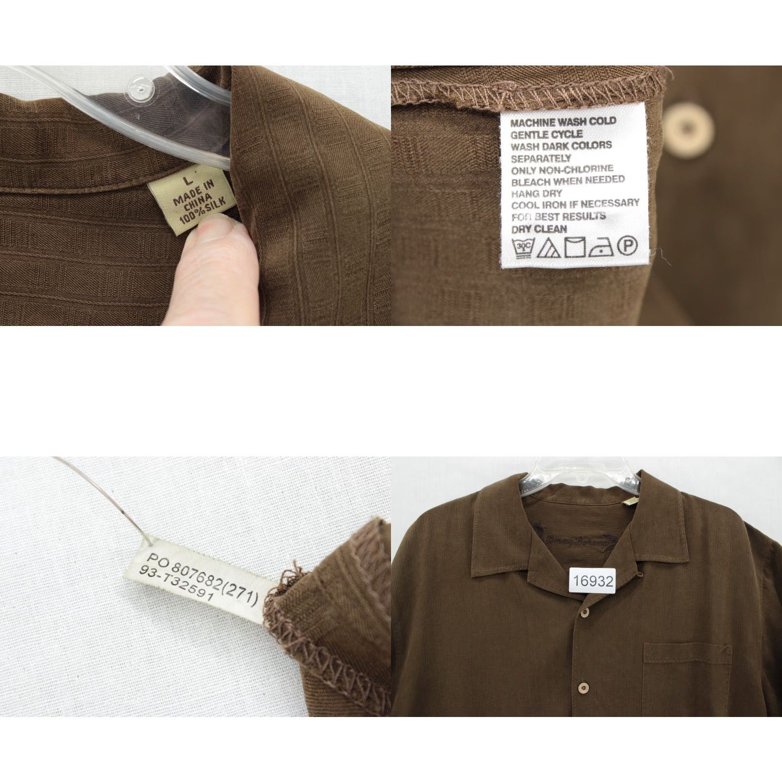 Tommy Bahama Tommy Bahama Hawaiian Shirt Mens Large Brown Silk Short Sleeve Button-Up Size US L / EU 52-54 / 3 - 8 Thumbnail