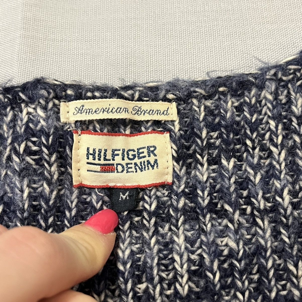 Tommy Hilfiger Navy & white Tommy Hilfiger vintage sweater cardigan Size M / US 6-8 / IT 42-44 - 3 Thumbnail