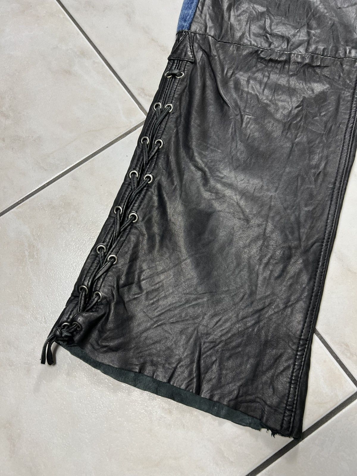 Levi's Vintage 90s Levi’s 501 hybrid leather denim tied strap pants Size US 32 / EU 48 - 11 Thumbnail