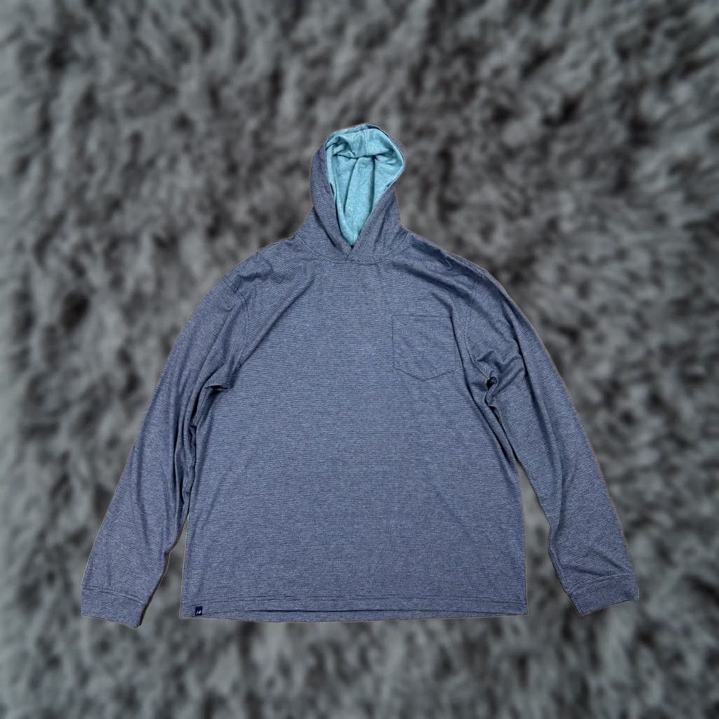 johnnie-O johnnie-O Gunnar Twilight Striped Long Sleeve Hooded Tee 2XL Navy Blue Hoodie Mens Size US XXL / EU 58 / 5 - 1 Thumbnail