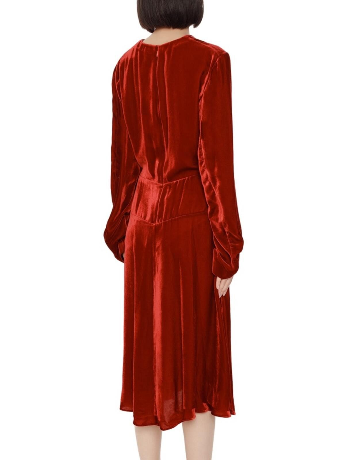 Stella McCartney Stella McCartney Velvet Dress IT44 Bordeaux Silk V Neck Size XL / US 12-14 / IT 48-50 - 4 Thumbnail