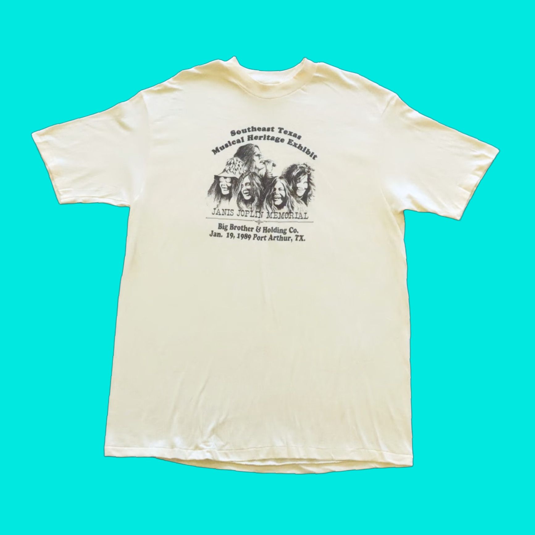Hanes VINTAGE Janis Joplin Memorial Tee Tshirt XL Hanes Men Brown T-Shirt 1960s 70s Concert Gift Girls Mens Size US XL / EU 56 / 4 - 1 Thumbnail