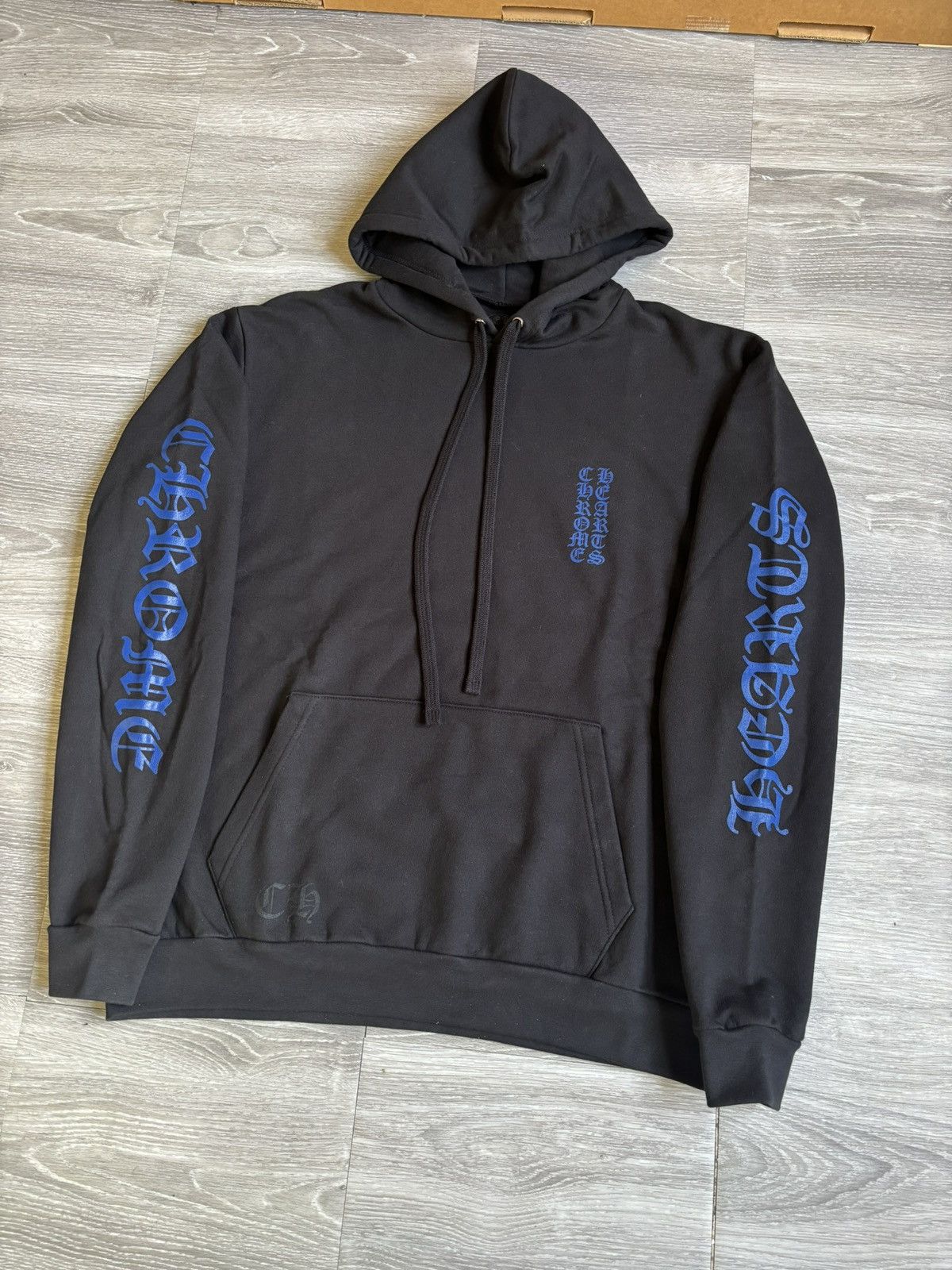 Chrome Hearts Chrome Hearts Black Blue Vertical Logo Hoodie Size US M / EU 48-50 / 2 - 2 Thumbnail
