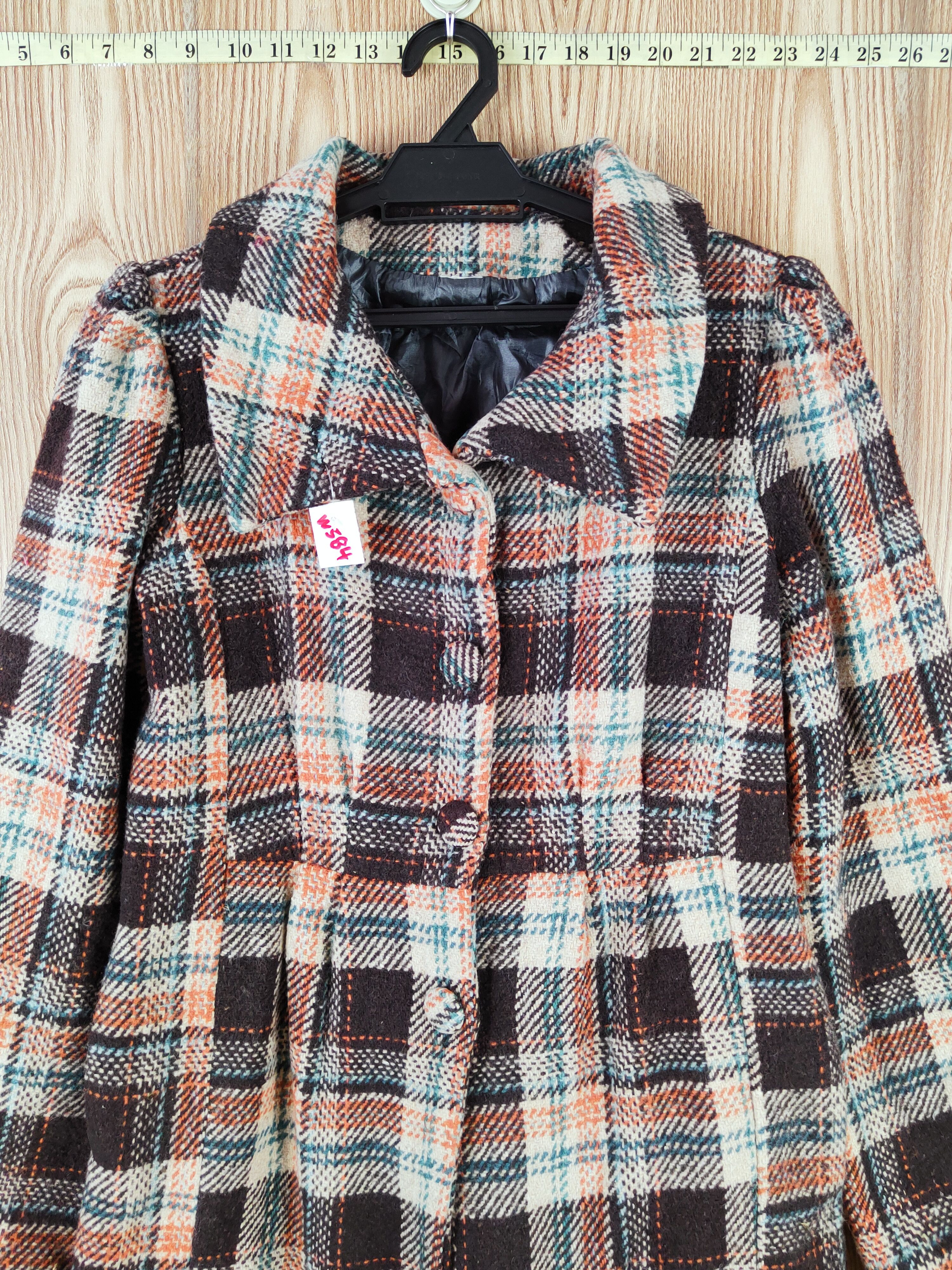 Homespun Knitwear × Japanese Brand × Vintage Japan checkered parkas Brown Knitwear Long Jackets #W584 Size S / US 4 / IT 40 - 2 Thumbnail