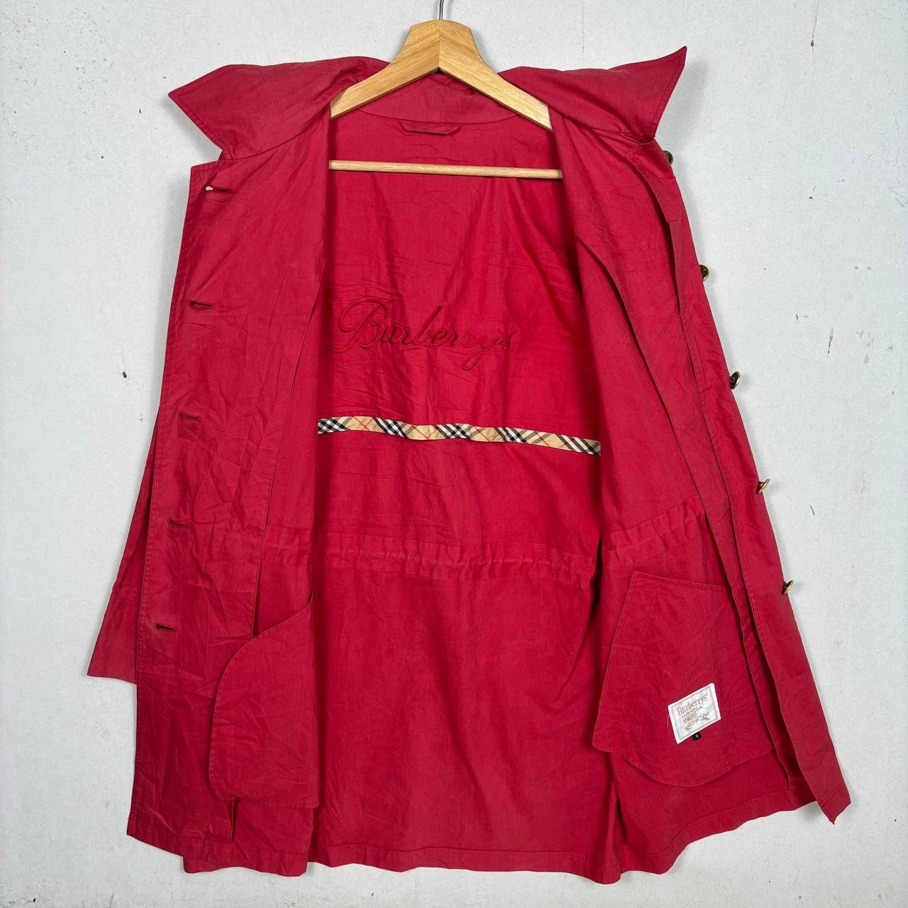 Burberry Vintage Burberrys Red Hooded Parka Jacket 90s Archive Japan Size US L / EU 52-54 / 3 - 3 Thumbnail