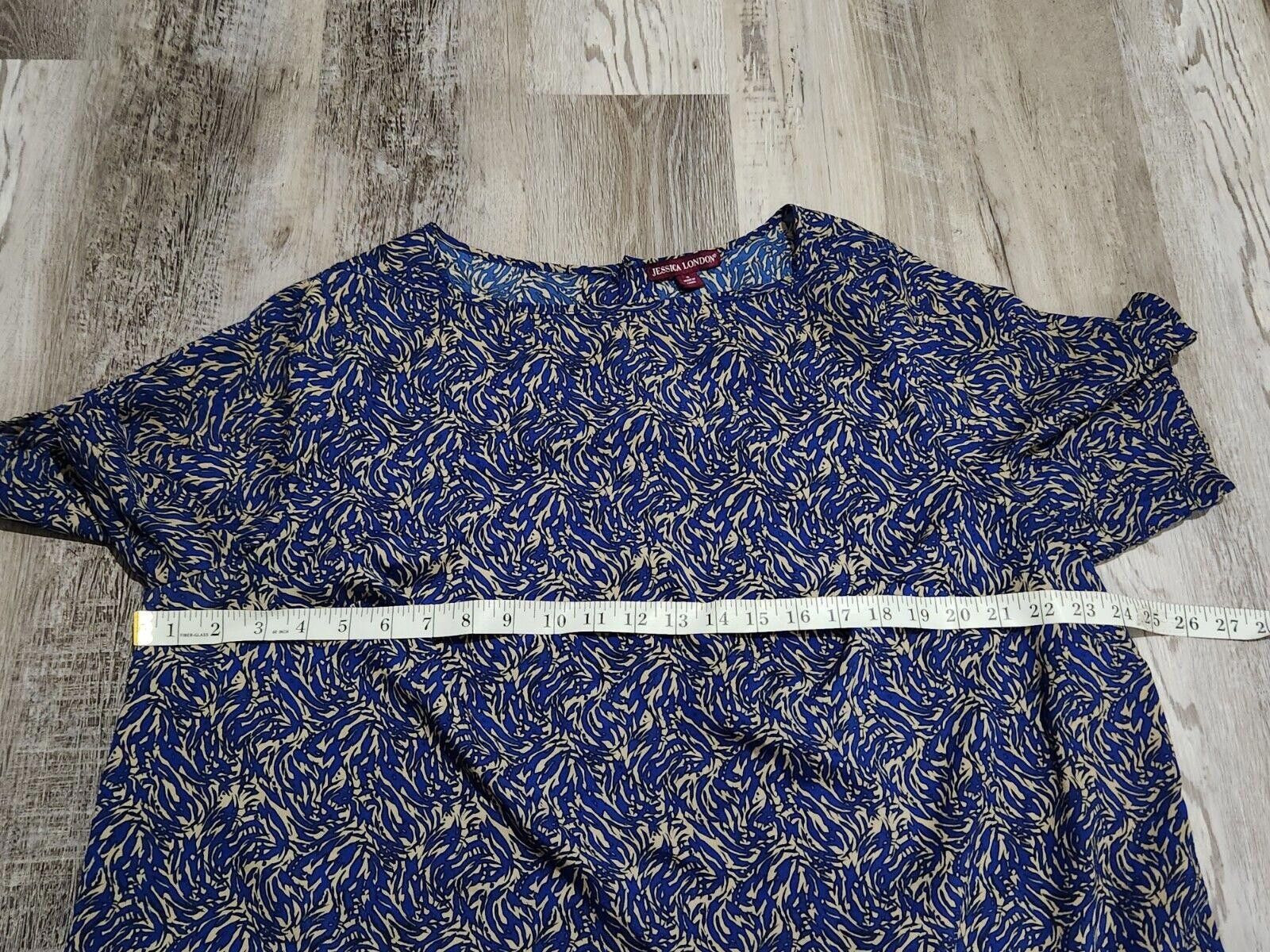 Designer Jessica London Top Size 16 Blue Short Sleeve Boxy Fit Blouse Size XXL / US 16-18 / IT 52-54 - 4 Thumbnail