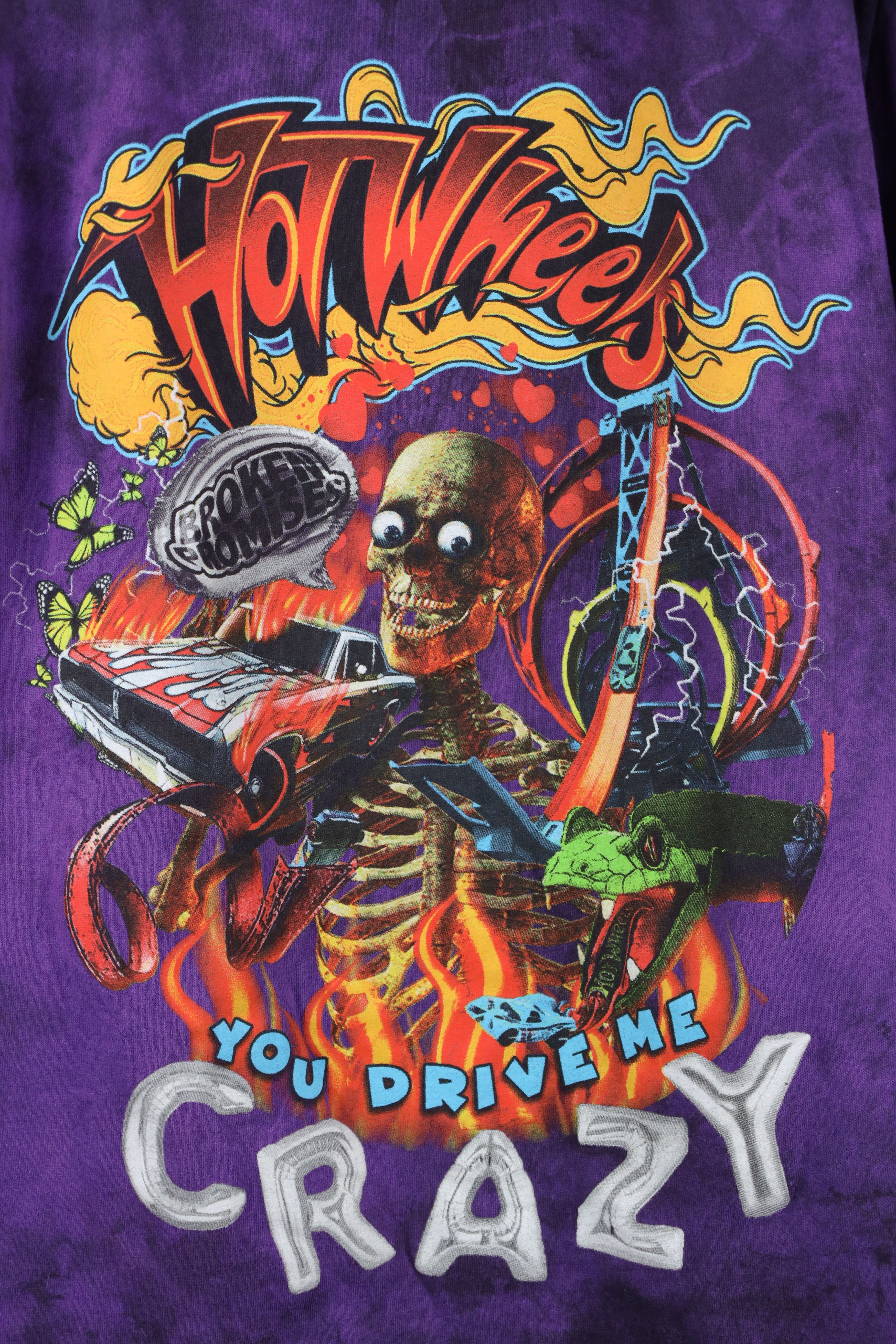 Vintage Broken Promises x Hot Wheels Spell Out Skeleton Fire T-Shirt Size US S / EU 44-46 / 1 - 4 Thumbnail
