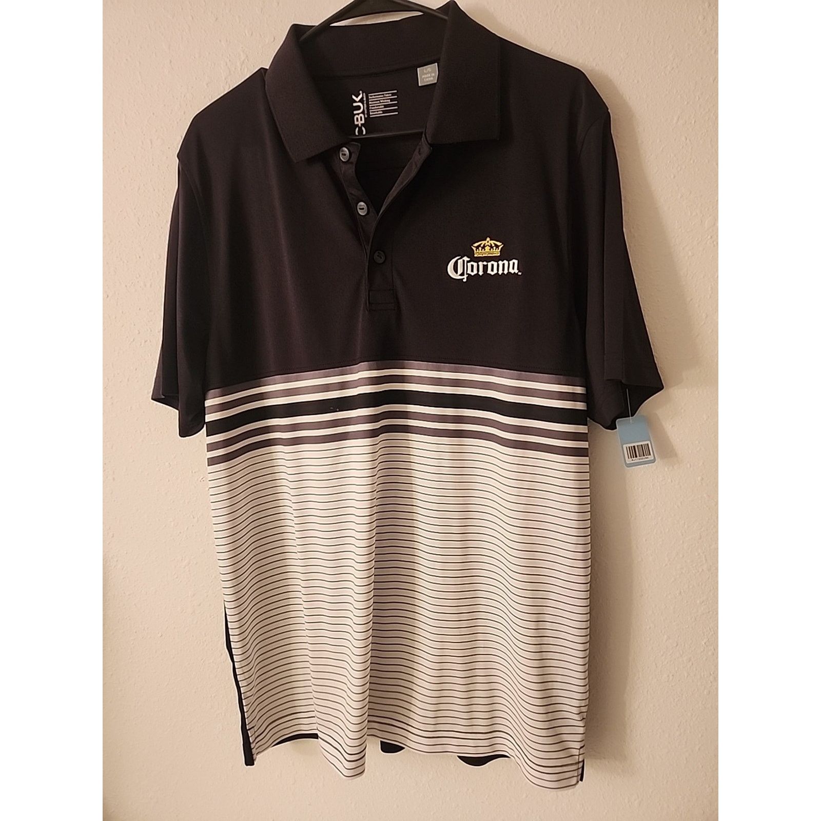 Other Corona Multicolor Golf Polo Black and Striped Mens dry fit Size US L / EU 52-54 / 3 - 1 Thumbnail