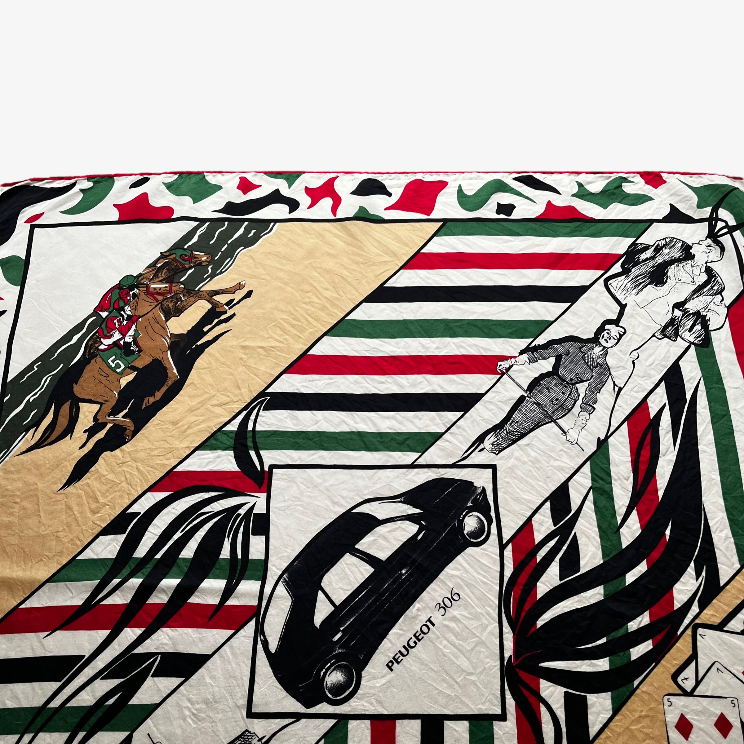 Balmain Vintage 90s Pierre Balmain Peugeot 306 Print Silk Scarf Size ONE SIZE - 4 Thumbnail