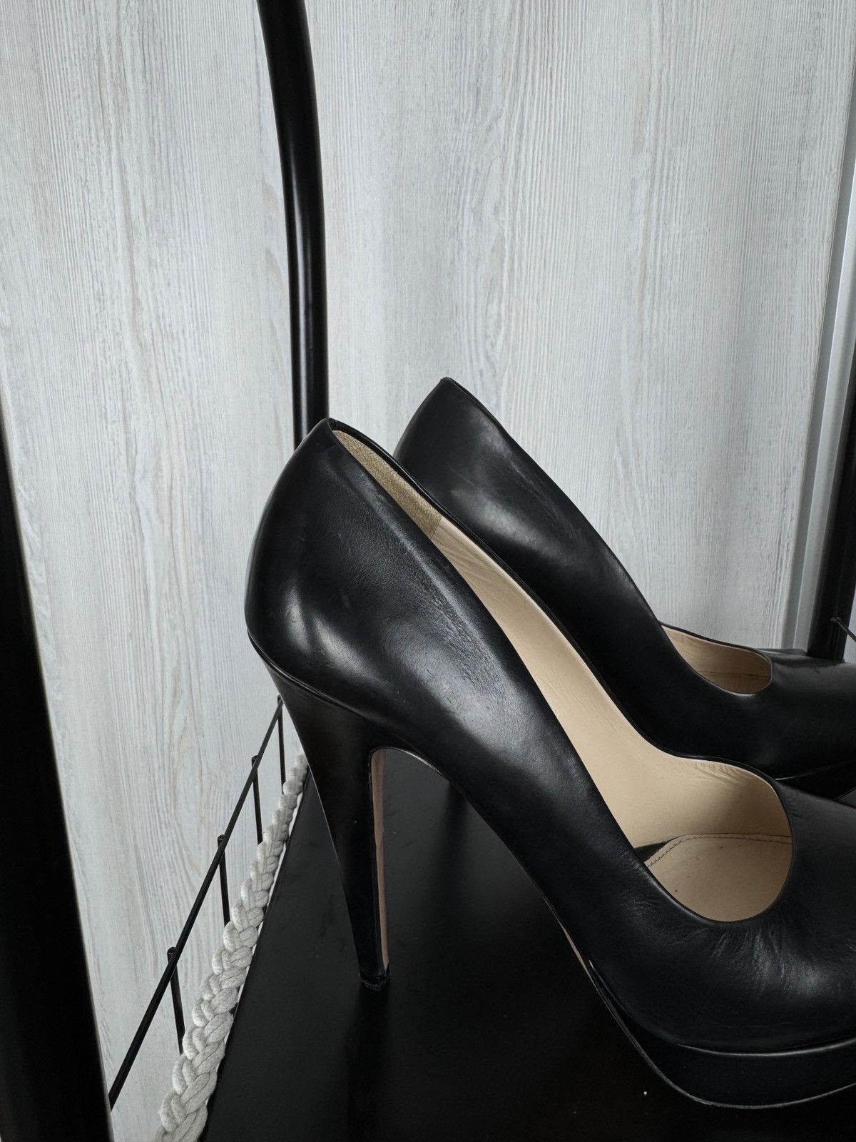 Prada PRADA Leather Platform Pumps Black sz 41 Size US 11 / IT 41 - 3 Thumbnail