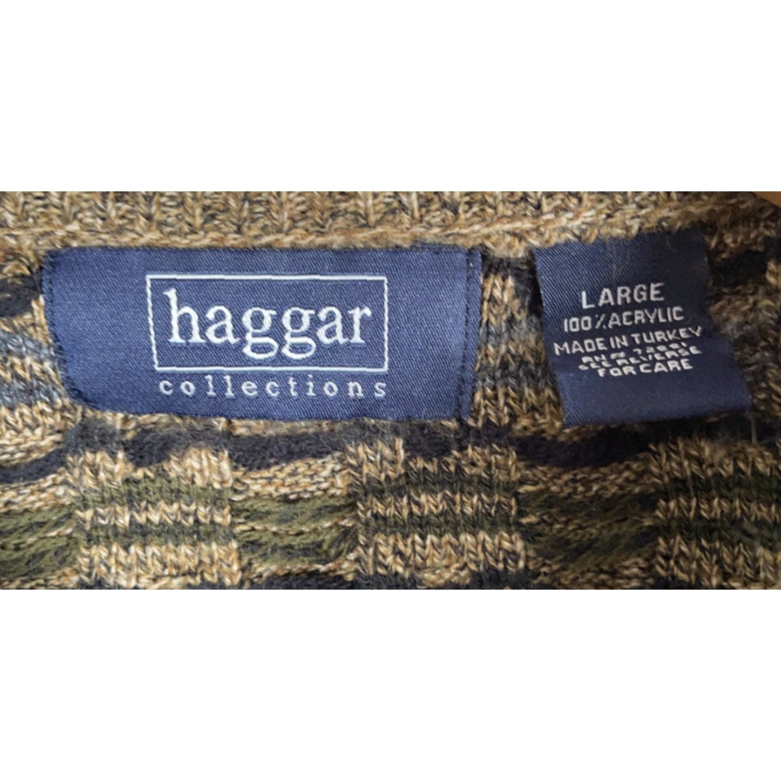 Haggar Haggar Sweater Knit Crewneck Textured Check 90s Dad Style Large Brown Green Size US L / EU 52-54 / 3 - 3 Thumbnail