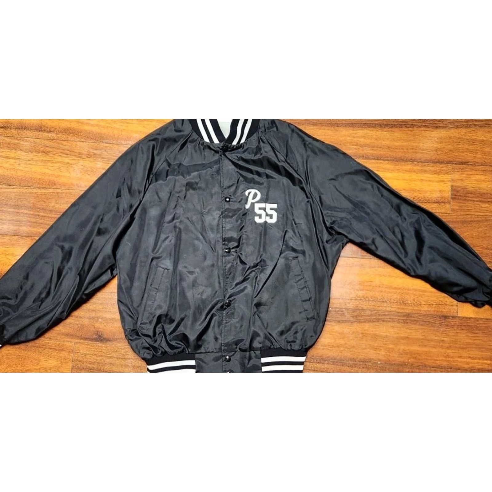 Vintage Hannibal American Legion #55 Baseball Jacket XL Vintage 80s Snap Black Nylon Missouri USA Made Mens? Size US XL / EU 56 / 4 - 4 Thumbnail