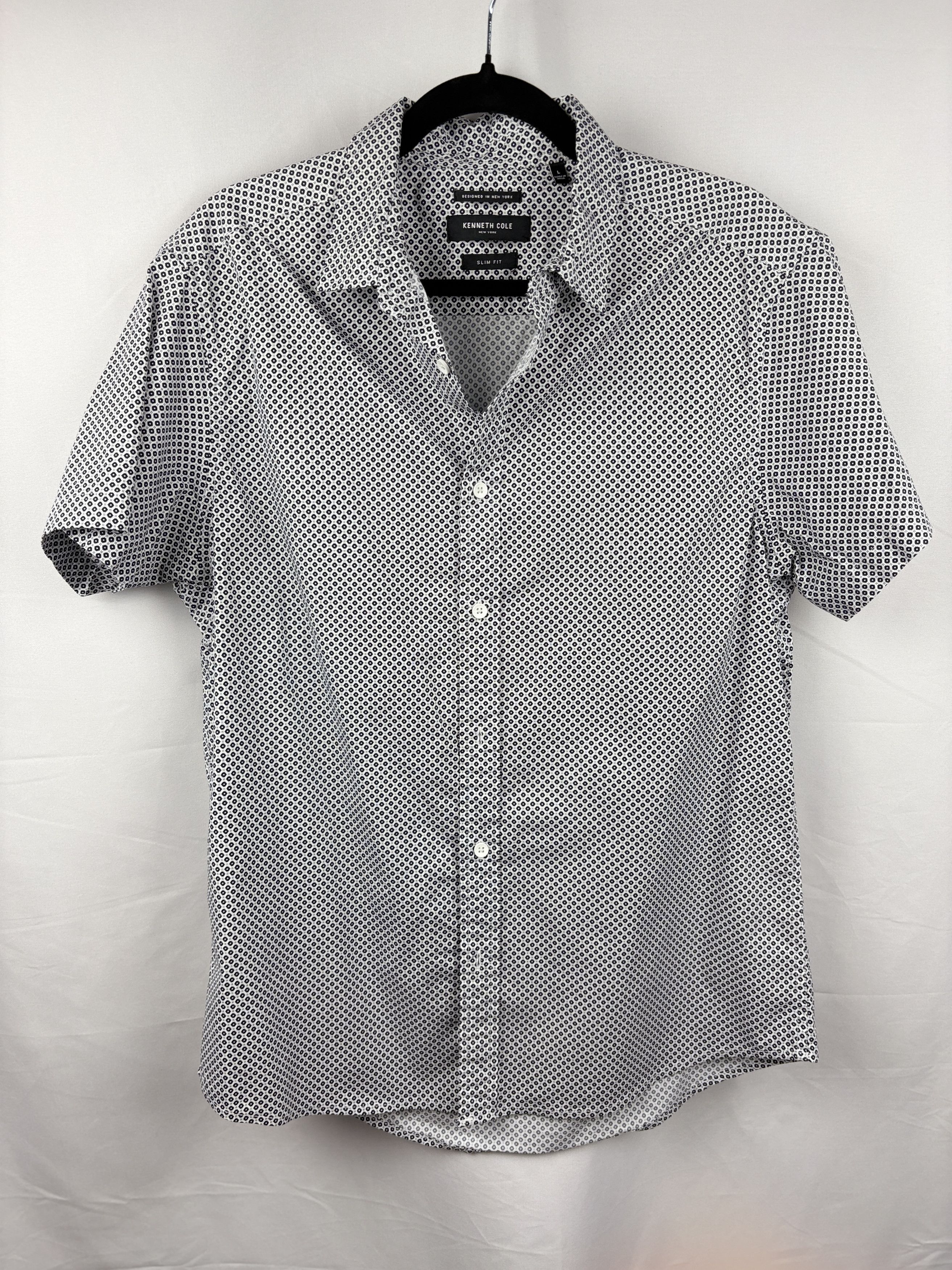 Kenneth Cole Kenneth Cole Slim Fit Short Sleeve Button Up Shirt Size US L / EU 52-54 / 3 - 1 Thumbnail