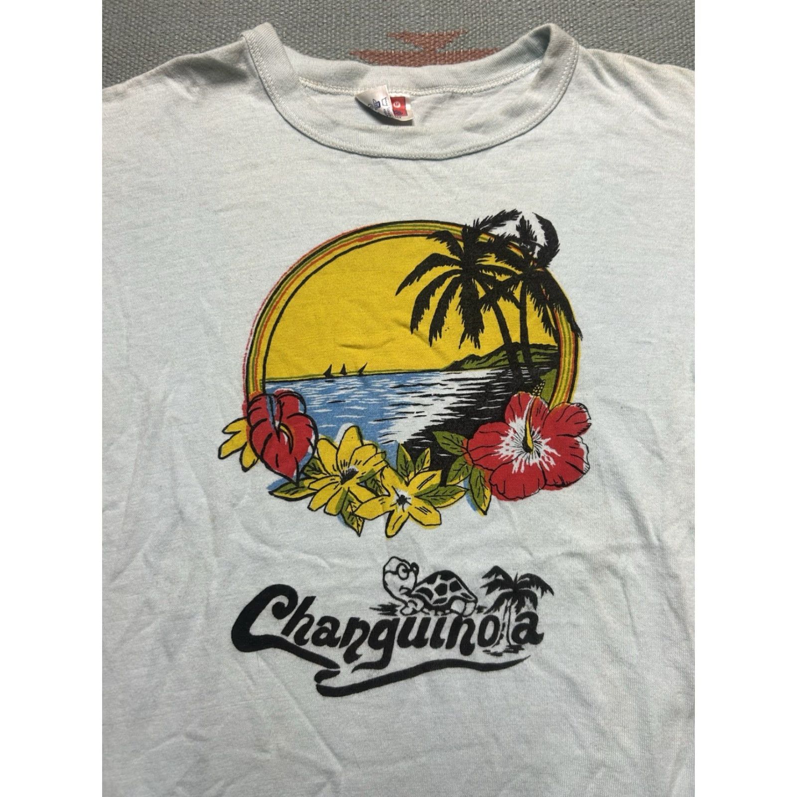 Vintage VINTAGE 70s graphic t shirt Changuinola Panama Caribbean tropical blue Men T-Shirt M & M Size M Medium Size US M / EU 48-50 / 2 - 2 Thumbnail