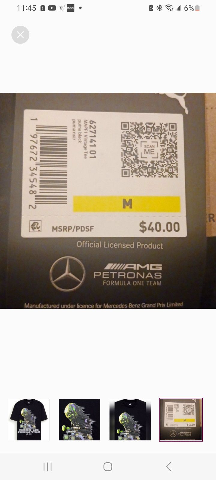 Mercedes-Benz × Puma Puma Vintage Mercedes AMG Petronas F1 Team T-Shirt Size US M / EU 48-50 / 2 - 4 Thumbnail