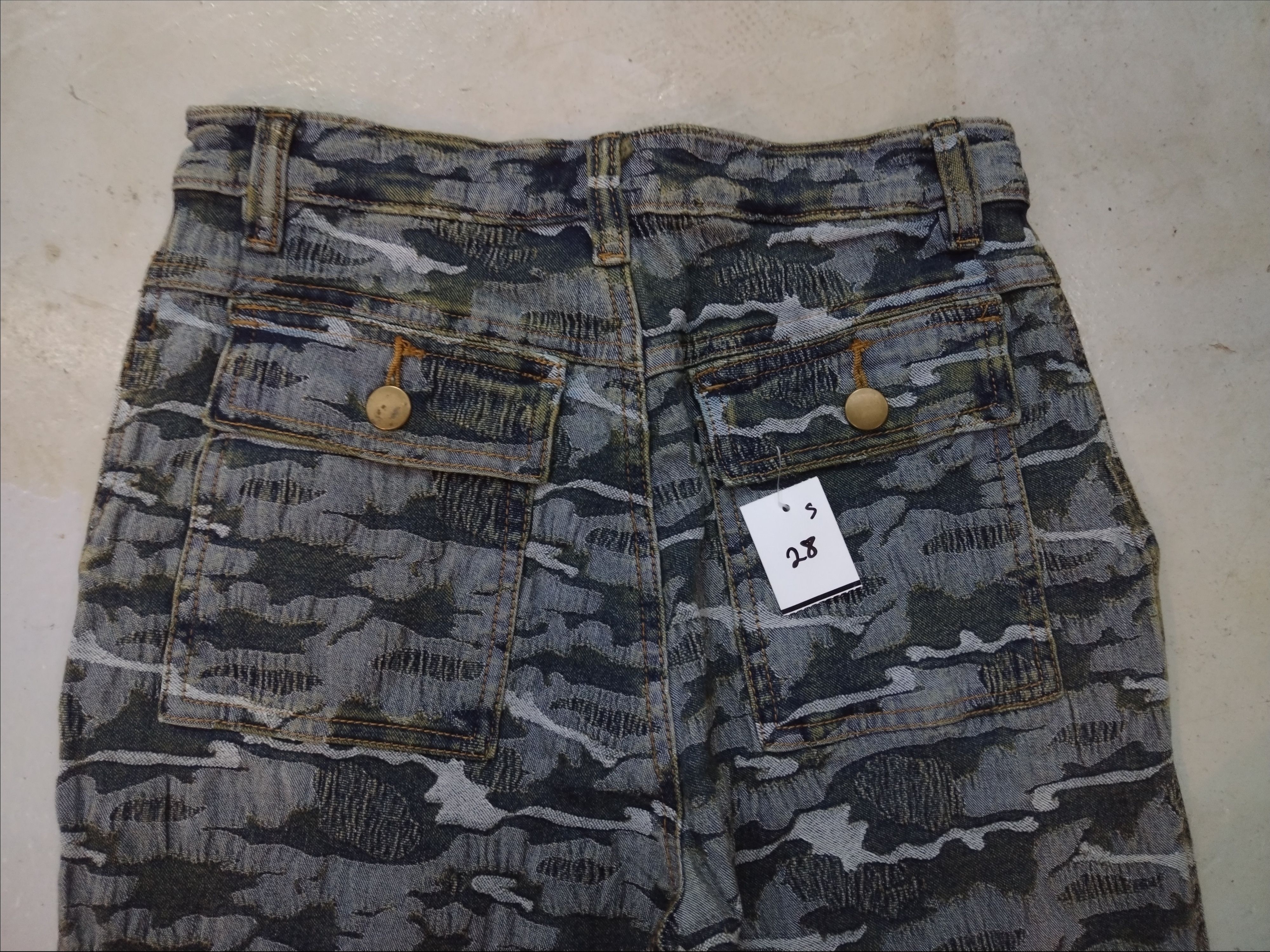 Designer Jie Bird denim jeans camouflage flared cutting Super Stretch Size 28" / US 6 / IT 42 - 4 Thumbnail