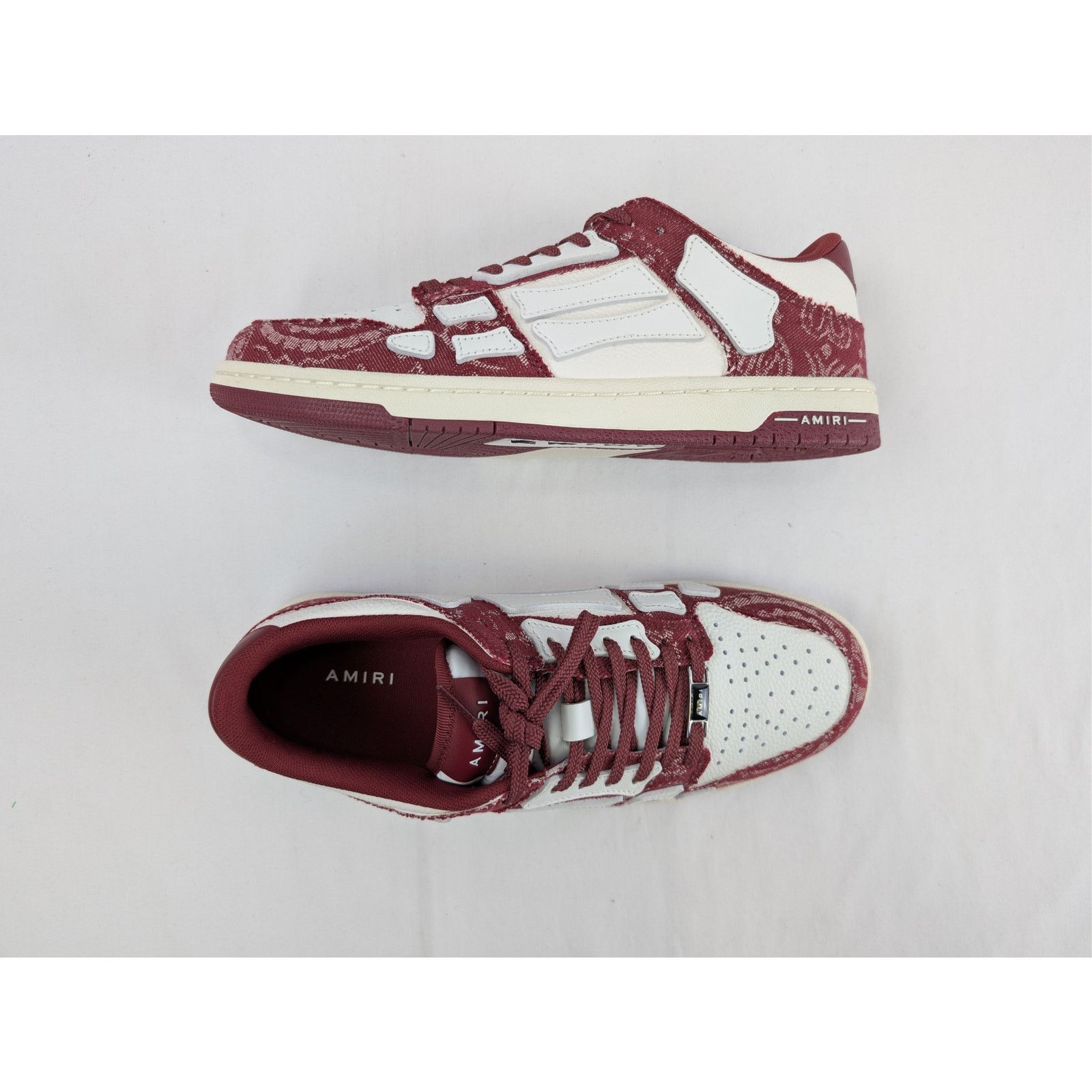 Amiri o1rshd1 Bandana Denim Skeleton Top Low Sneakers in Burgundy Size US 11 / EU 44 - 14 Thumbnail