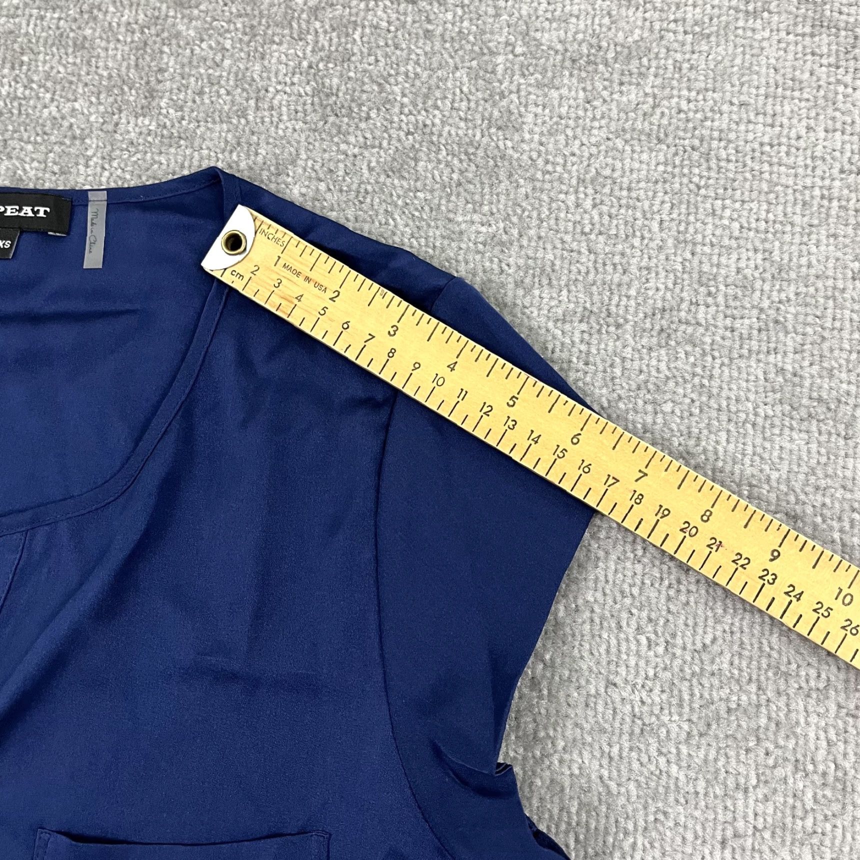 Vintage Repeat Blouse Top Womens XS Blue Silk Slit V-Neck Office Business Casual Shirt Size XS / US 0-2 / IT 36-38 - 5 Thumbnail