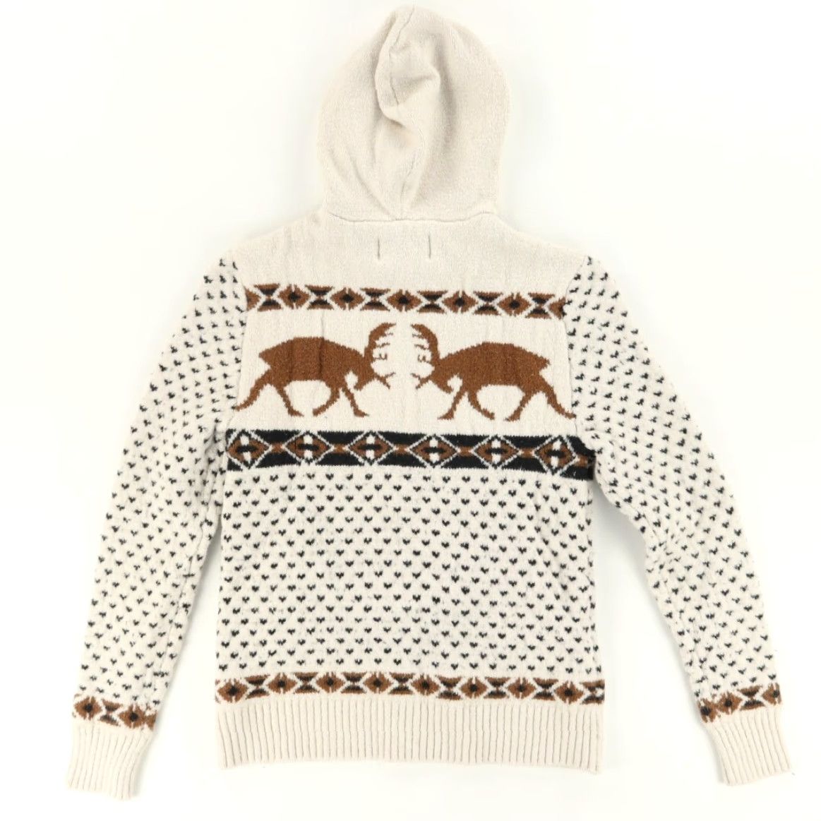 Vintage American Eagle Sweatshirt Shirt Deer Knit Hooded Pullover Cream Mens S Size US S / EU 44-46 / 1 - 4 Thumbnail