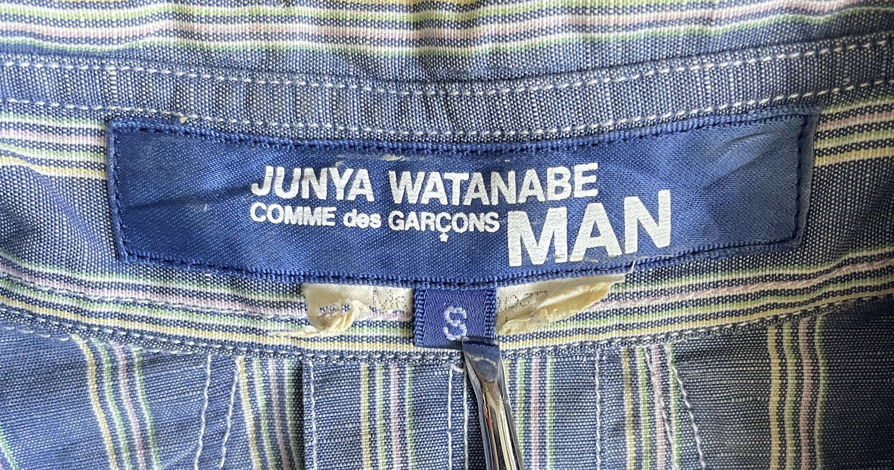 Comme des Garcons SHIRT JUNYA WATANABE CDG MAN Stripped Linen Patch Shirt 2013 Size US XXS / EU 40 - 5 Thumbnail