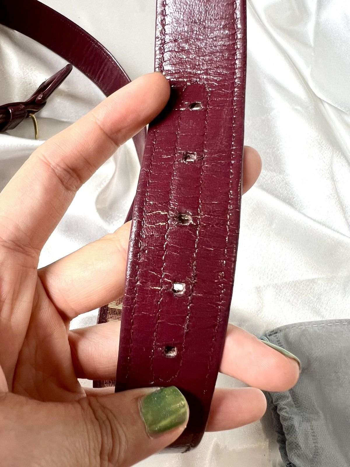Dior Dior Leather Belt – Burgundy/Beige Monogram Size ONE SIZE - 18 Thumbnail