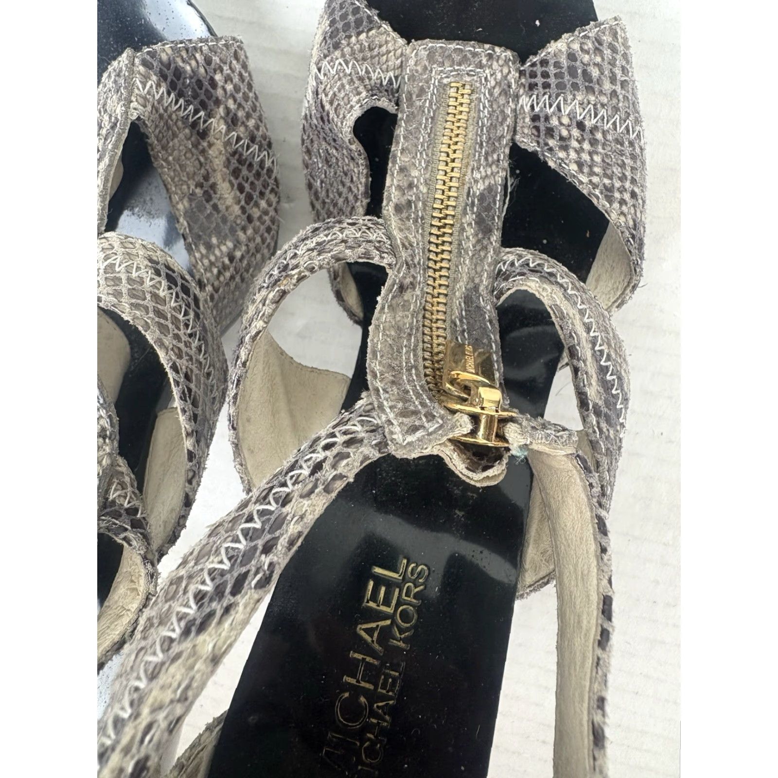Michael Kors Michael Kors Snakeskin Heels Pump Womens Size 8M Open Toe 4in Ultra High Multicolor Size US 8 / IT 38 - 7 Thumbnail